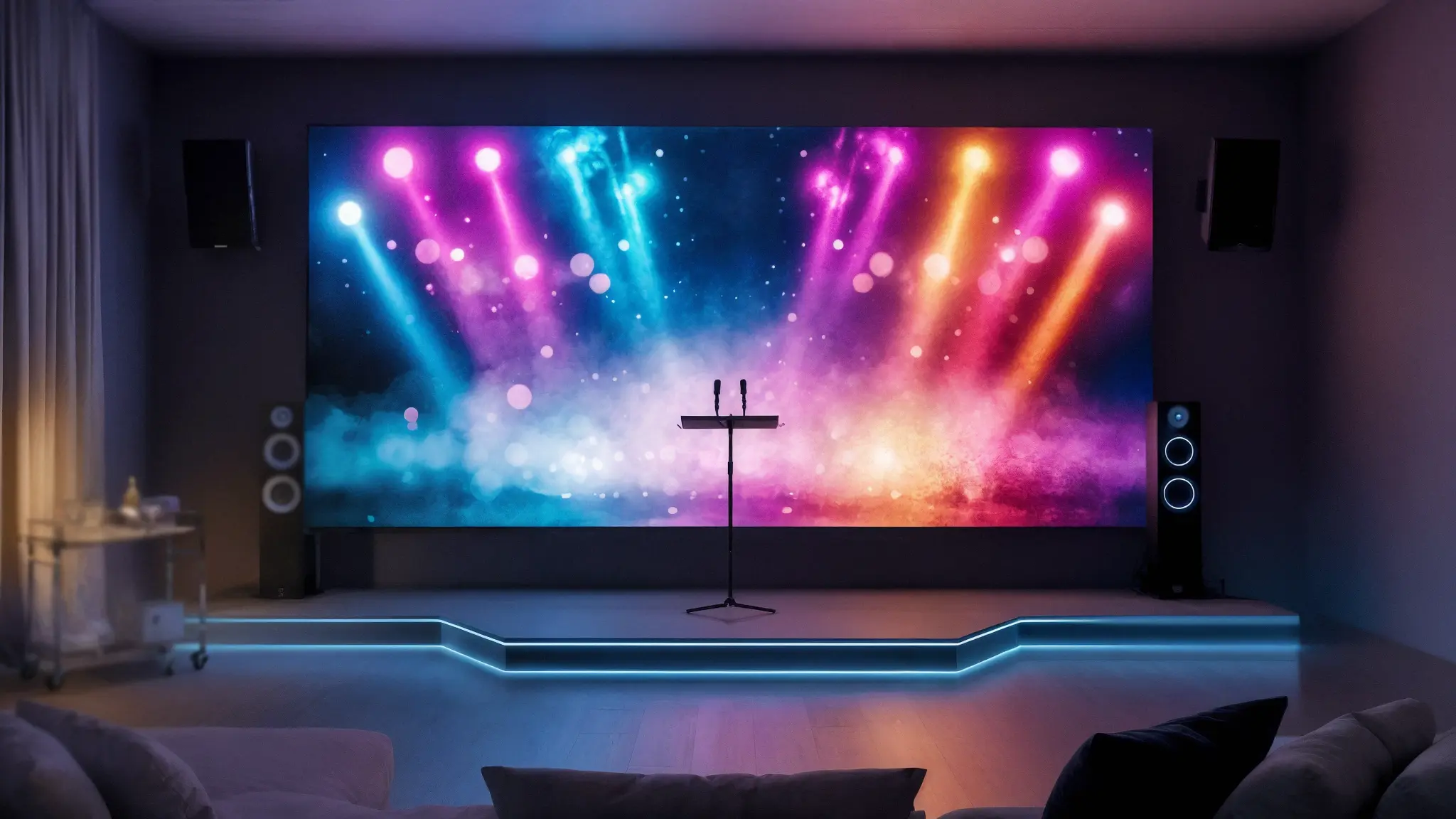LightUpLA Karaoke - Vibrant karaoke lounge with immersive LED visual backdrop